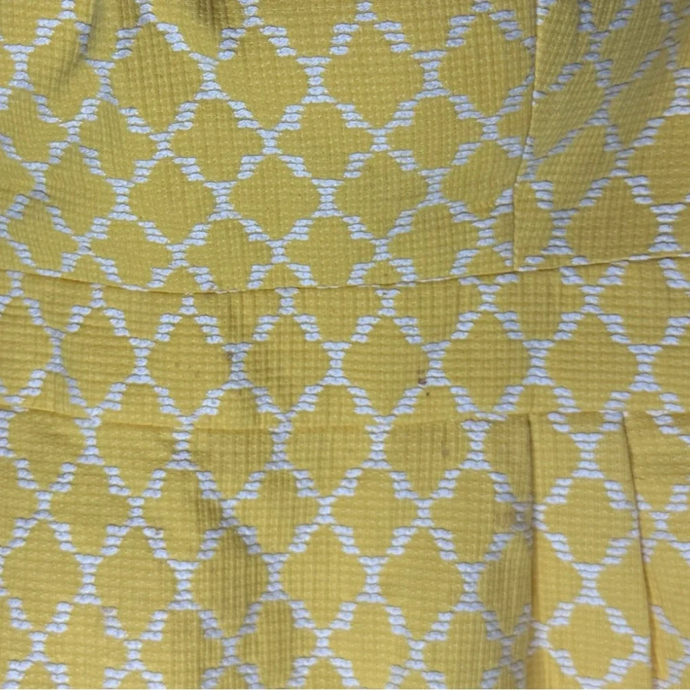 Kate Spade New York Hilary Yellow White Quatrefoil Sweetheart Dress Size 2